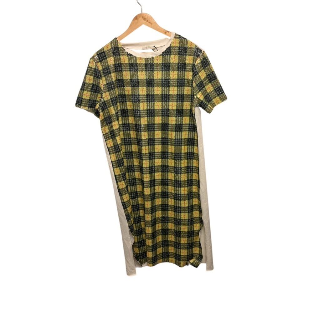 Zara Yellow and Black Checkered Midi Dress